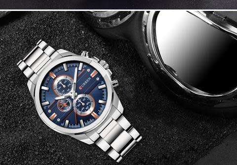 CURREN Stainless Steel Male Sports Army Waterproof Watch