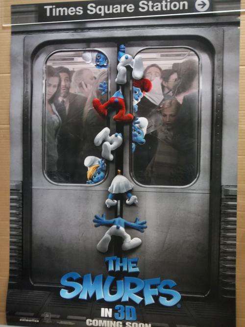THE SMURFS IN 3D MOVIE TEASER DOUBLE SIDED POSTER