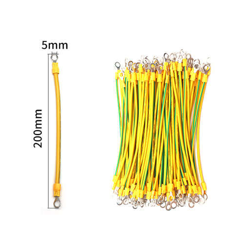 Solar Panel PV Grounding Wire 6mm² 20cm with 5mm Holes - Pack of 10pcs