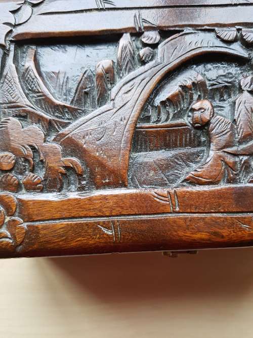 Carved oriental jewellery box