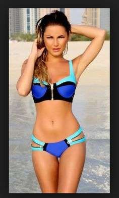 sexy triangle Push Up Zip Bikinis Women Swimwear Fashion 2015