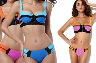 sexy triangle Push Up Zip Bikinis Women Swimwear Fashion 2015