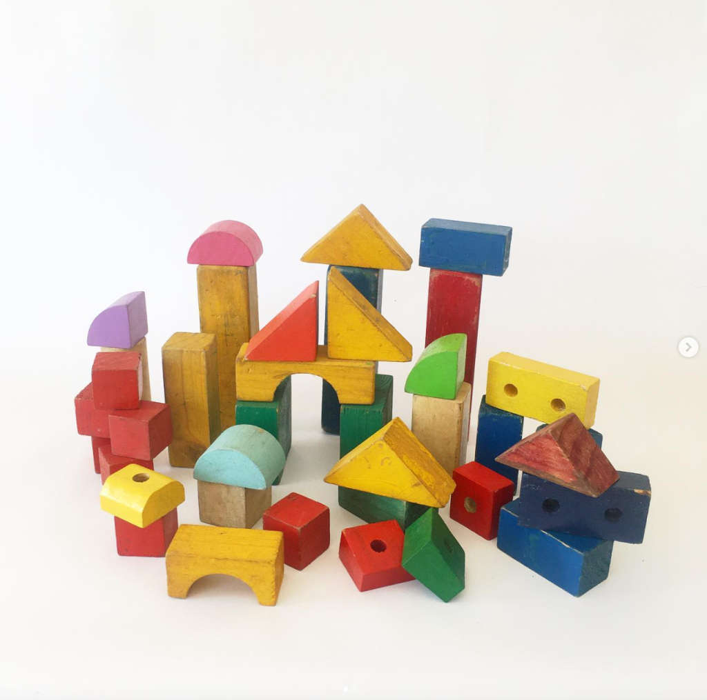 Collection of Colourful Vintage Wooden Block