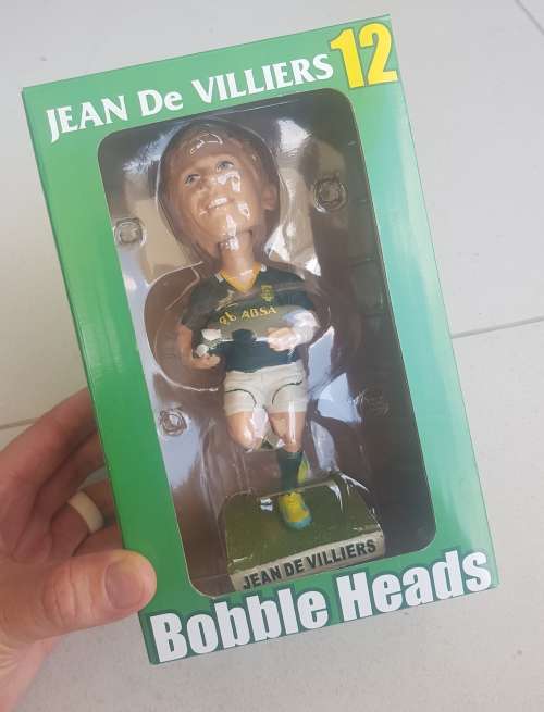 Springbok Rugby Jean de Villiers Bobblehead still in box. Also known as Bobble Head.