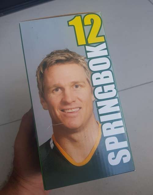 Springbok Rugby Jean de Villiers Bobblehead still in box. Also known as Bobble Head.