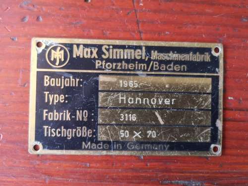 German machine brass name plate c1965