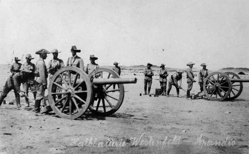 WW1 German South West Africa 77mm artillery brass shell casing