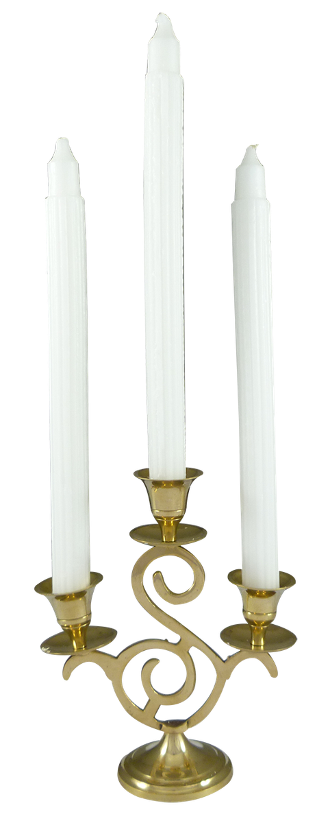 3 Candle Holder Solid Brass 18cm