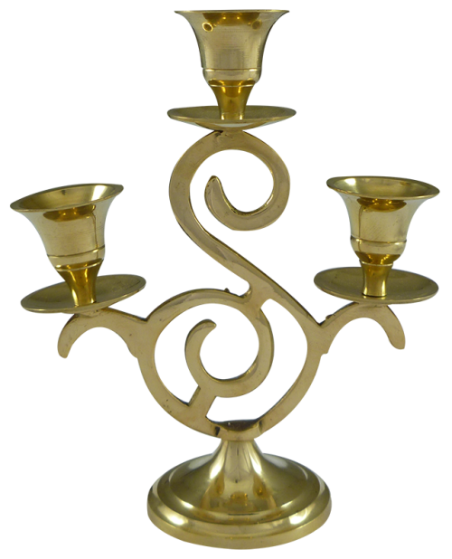 3 Candle Holder Solid Brass 18cm