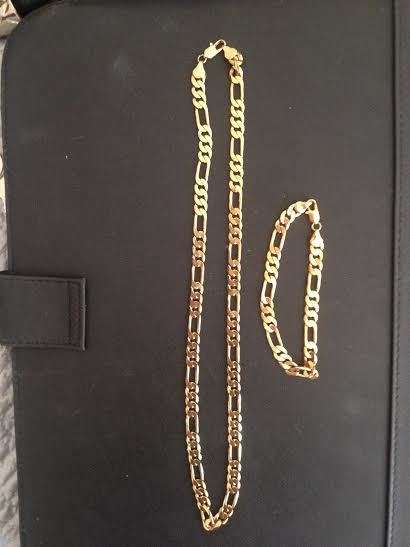 Mens TG gold chain & bracelet set
