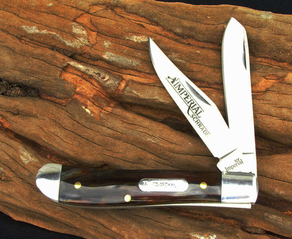 Imperial Schrade Amber Swirl Trapper Knife