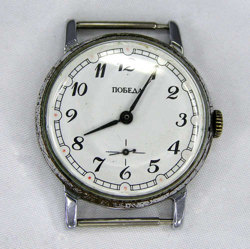 Rare - Russian Pobeda Silver and White Gent`s Watch