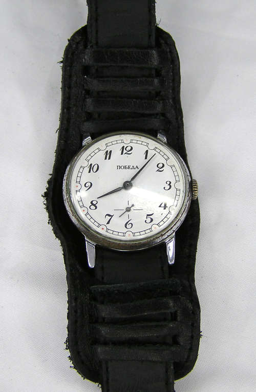 Rare - Russian Pobeda Silver and White Gent`s Watch