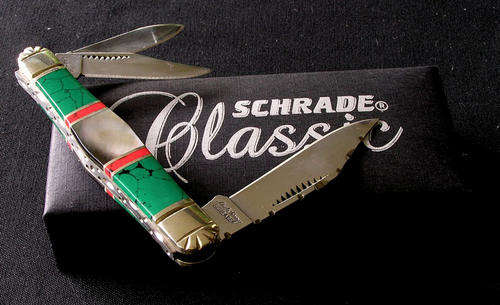Schrade Custom Malachite & Mother Of Pearl Whittler Pocket Knife