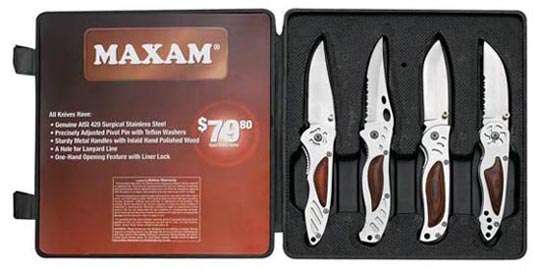 Maxam 4 Piece Liner Lock Knife Set