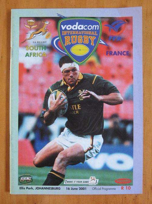 Official rugby programme - SOUTH AFRICA vs FRANCE - First test 2001 at Ellis Park in Johannesburg