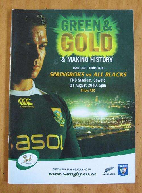 Official rugby programme - SOUTH AFRICA vs NEW ZEALAND - 2010 at the FNB Stadium in Soweto