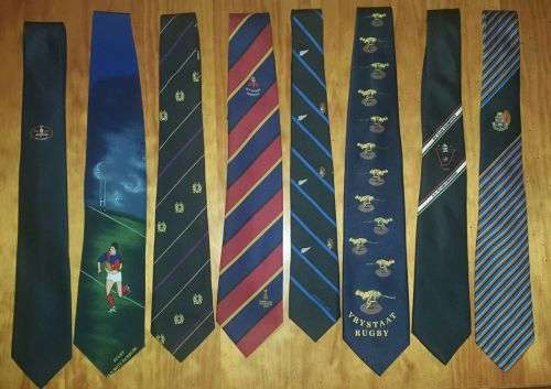 Eight different rugby ties sold together : Provincial and club rugby ties