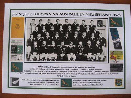 Picture of the Springbok rugby team who toured Australia and New Zealand - 1965