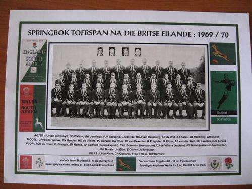 Picture of the Springbok rugby team who toured the British Isles - 1969 / 70