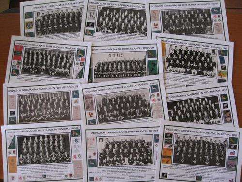 Pictures of 12 different Springbok rugby touring teams sold together