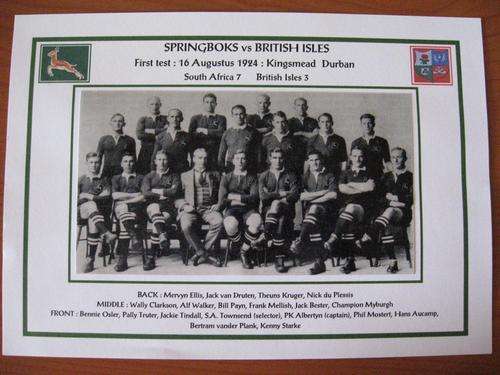 Gloss photo of the Springbok rugby team - first test against the British Isles -1924