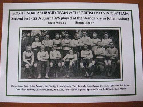 Gloss photo of the South African rugby team - 1896 - against the British Isles team at the Wanderers