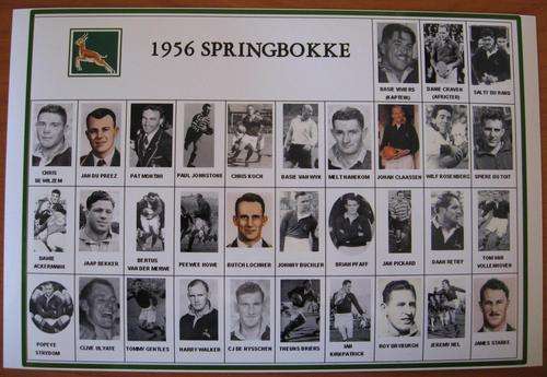 Mini poster with pictures of the 1956 Springboks who toured Australia & New Zealand