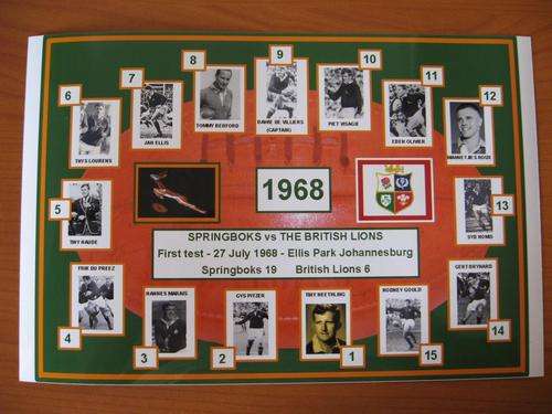 Gloss mini poster - pictures of the Springboks who played against the British Lions - 1st test 1968