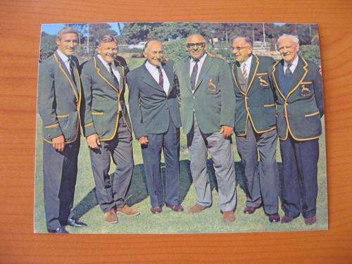 Gloss photo of six famous Springbok rugby players from the past