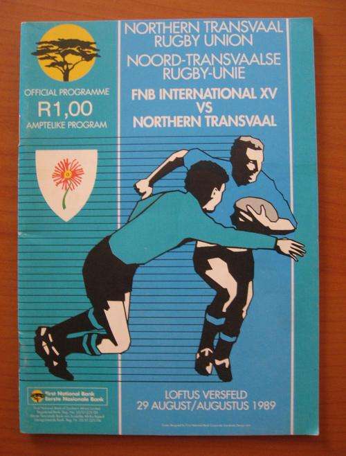 Official rugby programme - FNB International XV vs Northern Transvaal - 1989
