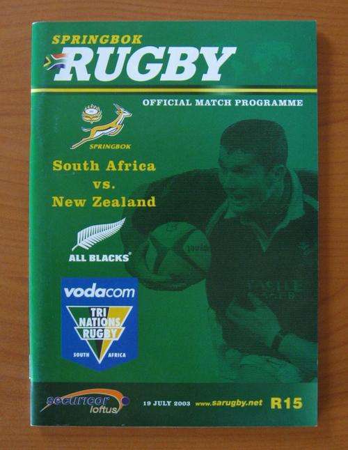Official rugby programme - South Africa vs New Zealand - 2003 at Securicor Loftus in Pretoria