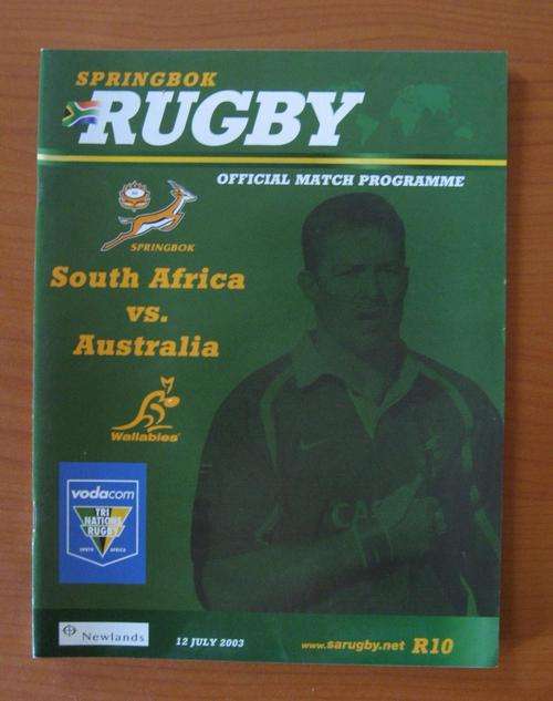 Official rugby programme - South Africa vs Australia - 2003 at Newlands in Cape Town