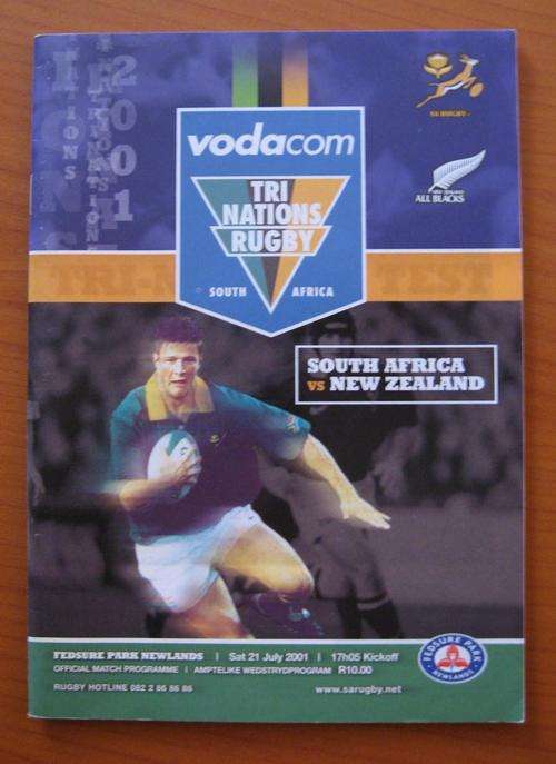 Official rugby programme - South Africa vs New Zealand - 2001 at Newlands in Cape Town