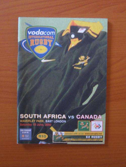 Official rugby programme - SOUTH AFRICA vs CANADA - 2000 at Waverley Park in East London