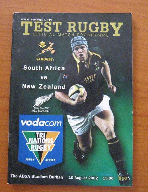Official rugby programme - South Africa vs New Zealand - 2002 at the ABSA Stadium in Durban