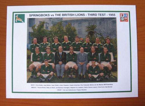 Gloss photo of the Springbok rugby team - third test vs The British Lions - 1955 at Loftus Versveld
