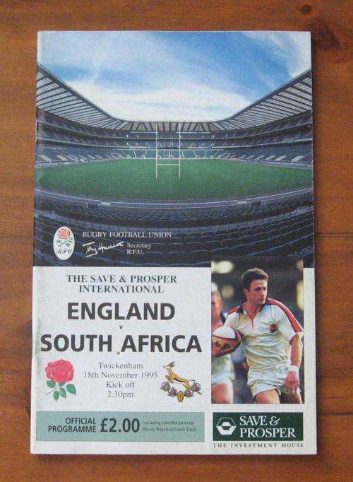 Official rugby programme - England vs South Africa - 1995 at Twickenham