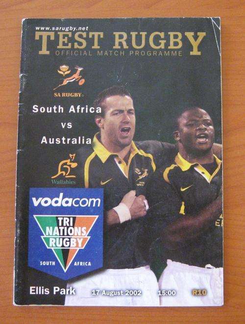 Official rugby programme - SOUTH AFRICA vs AUSTRALIA - 2002 at Ellis Park in Johannesburg