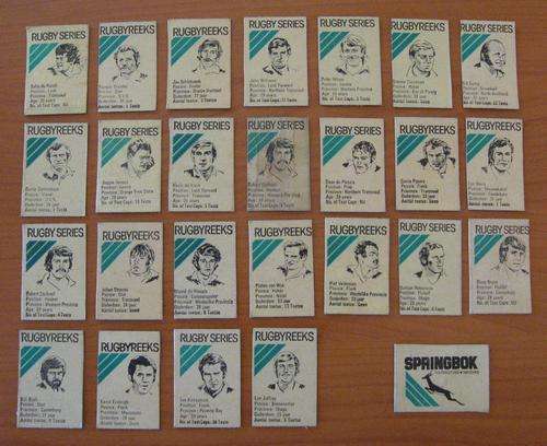 25 Springbok Matches Rugbycards - 1976 SPRINGBOK and ALL BLACKS rugby players