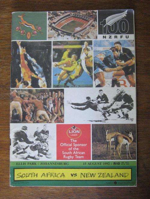 Official rugby programme - SOUTH AFRICA vs NEW ZEALAND - 1992 - SA's return to international rugby