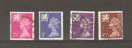 1971 Wales and Monmouthshire Decimal definitives Used and hinged