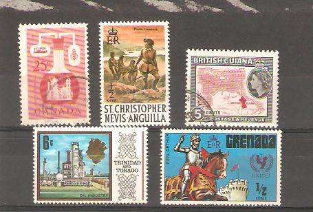 St Christopher Nevis Grenada Trinidad and Tobago. 2 used and hinged. 3 Mint and hinged