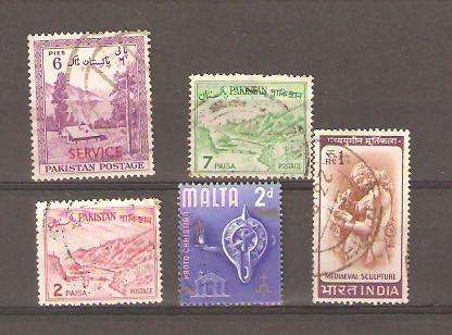India Malta Pakistan Used and hinged