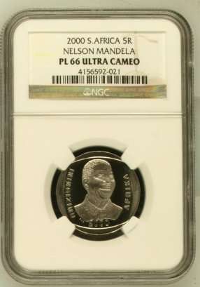 2000 MANDELA R5 COIN PL66UC (NGC)