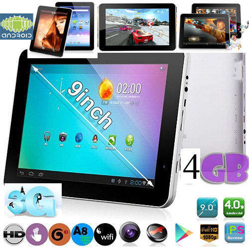 9 INCH Android 4.0 Version Tablet 3D 5 point capacitive touch screen G-sensor WIFI HDMI