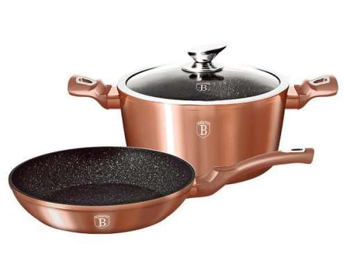 Berlinger Haus 3 Piece Frypan Set, Rose-gold Metallic Line