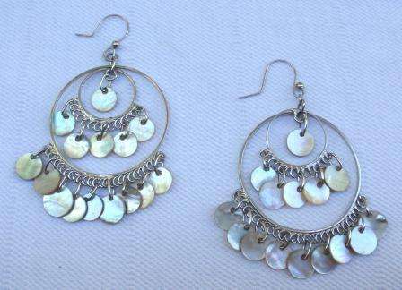 Mother of Pearl Gypsy Earrings - double sided - GORGEOUS!!! Bought in London