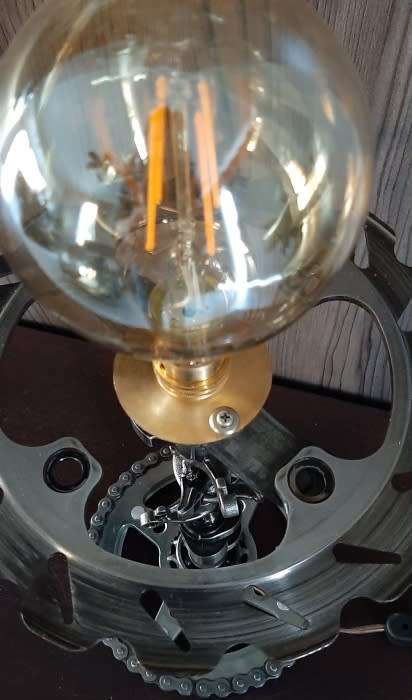 Side Table Lamp made from motorcycle parts