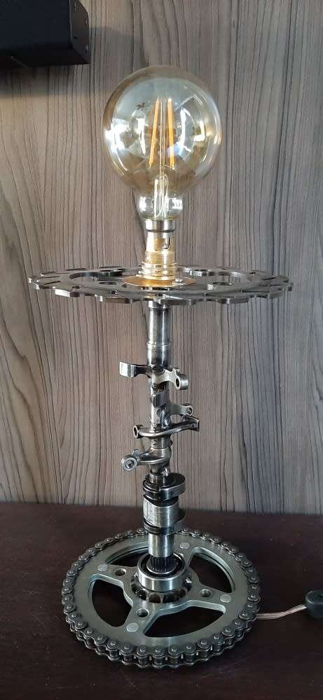 Side Table Lamp made from motorcycle parts
